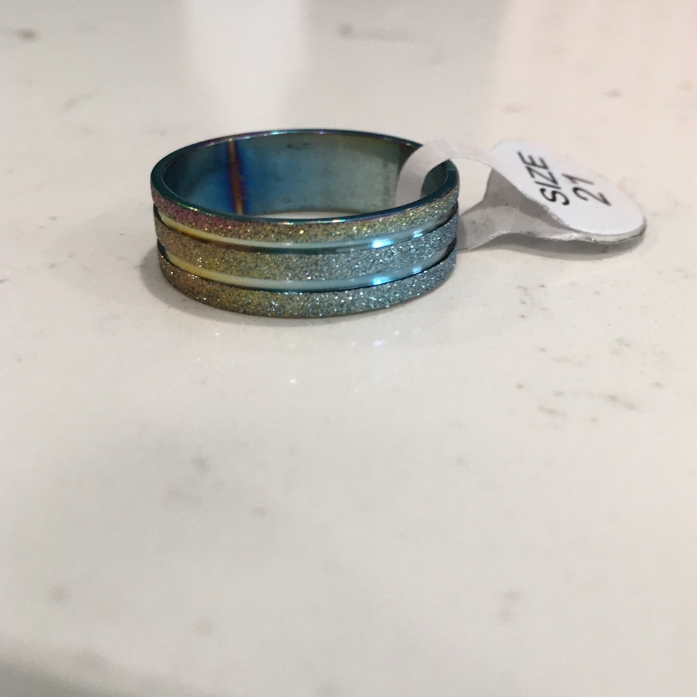 Unisex Stainless Steel Ombré Multi Color Ring Sz 11